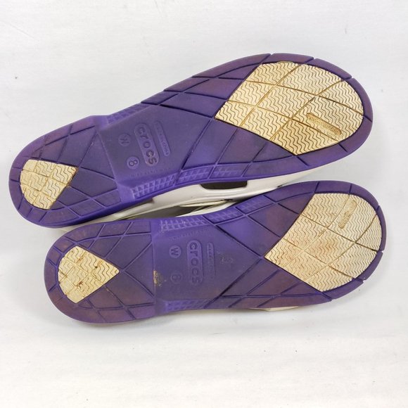Crocs Women's Size 8 Beachline Boat Shoes White Purple - Picture 8 of 8